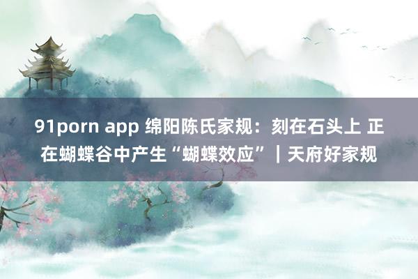 91porn app 绵阳陈氏家规：刻在石头上 正在蝴蝶谷中产生“蝴蝶效应”｜天府好家规