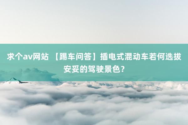 求个av网站 【踢车问答】插电式混动车若何选拔安妥的驾驶景色？