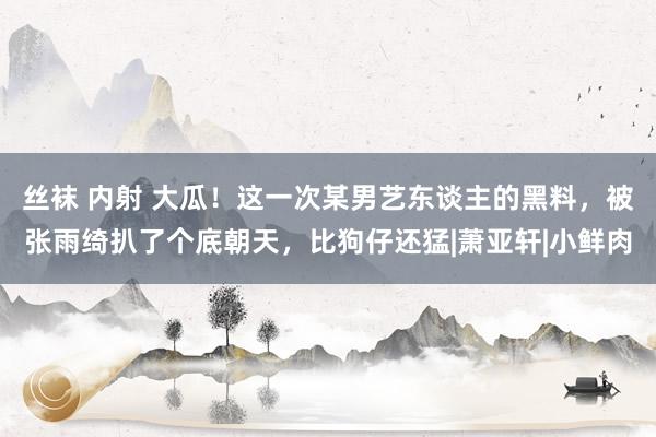 丝袜 内射 大瓜！这一次某男艺东谈主的黑料，被张雨绮扒了个底朝天，比狗仔还猛|萧亚轩|小鲜肉