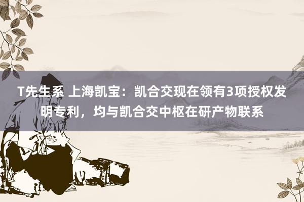 T先生系 上海凯宝：凯合交现在领有3项授权发明专利，均与凯合交中枢在研产物联系