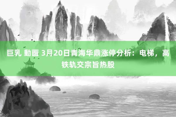 巨乳 動画 3月20日青海华鼎涨停分析：电梯，高铁轨交宗旨热股